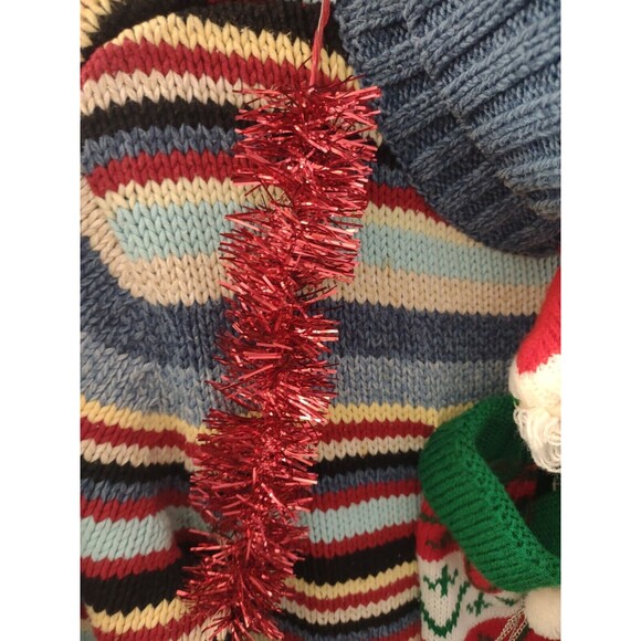 Vintage Liz Claiborne Women Large Ugly Christmas Sweater Tinsel Ornaments - Picture 3 of 15